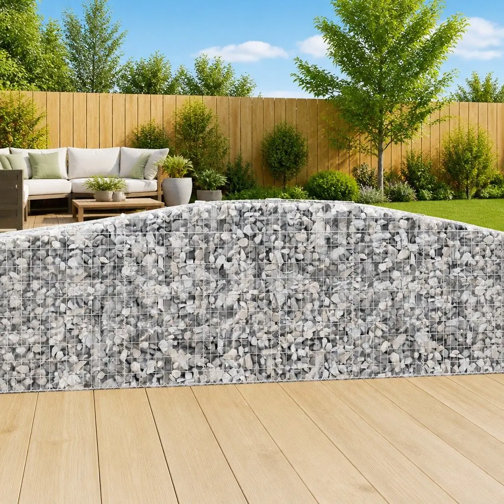 Arched Gabion Baskets 400x50x100120cm Decorative Garden Barrier Retaining Wall 5 Piece Set
