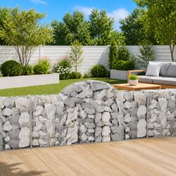 Arched Gabion Baskets 3 pcs Garden Barrier Retaining Wall Decorative Outdoor