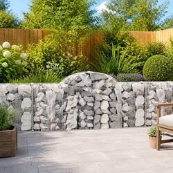 Arched Gabion Baskets 4 pcs Garden Barrier Retaining Wall Decorative Outdoor