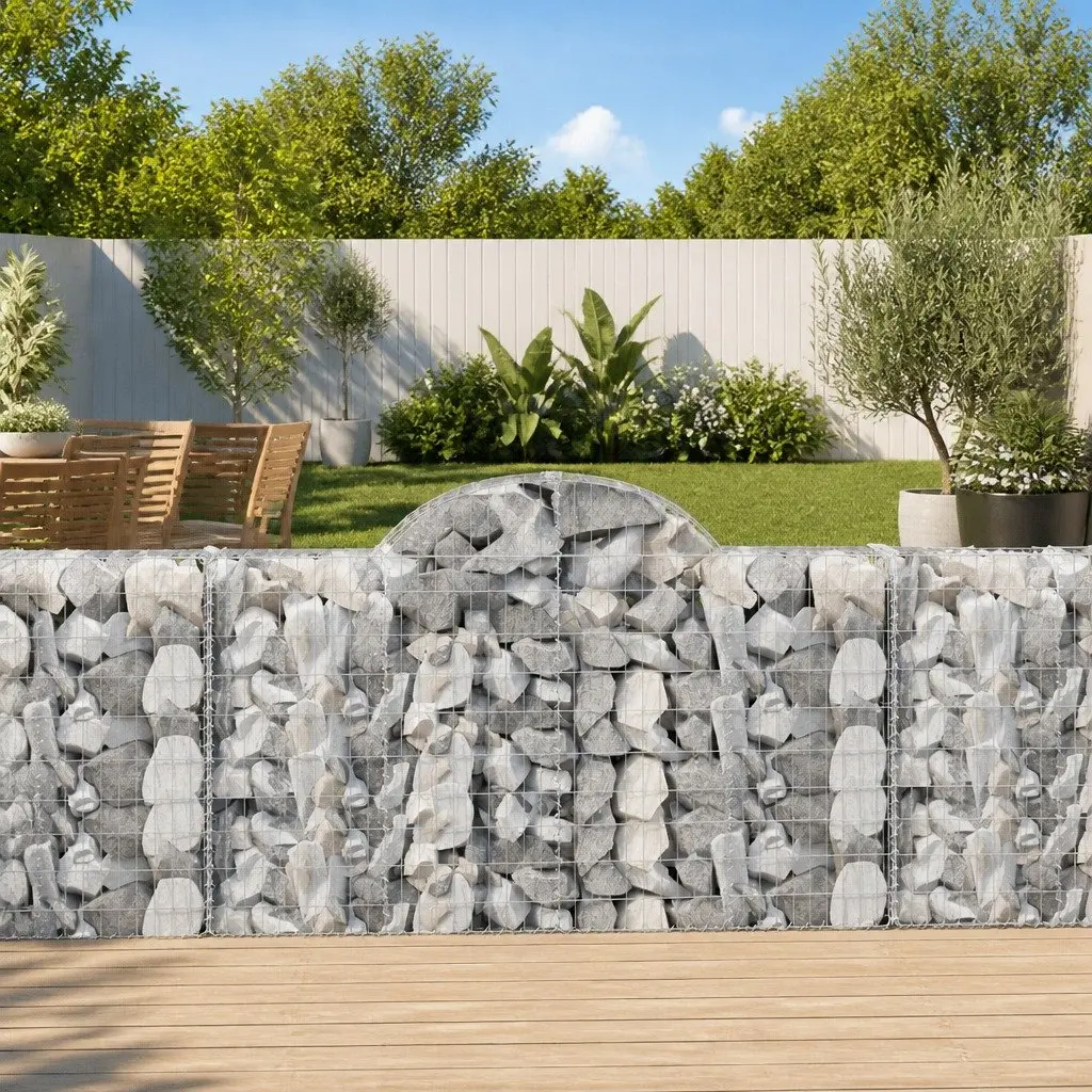 Arched Gabion Baskets 200x30x100120 cm Decorative Garden Barrier Retaining Wall 3 Piece Set