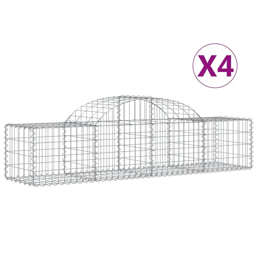Arched Gabion Baskets 4 Piece Garden Barrier Retaining Wall Outdoor Decorative