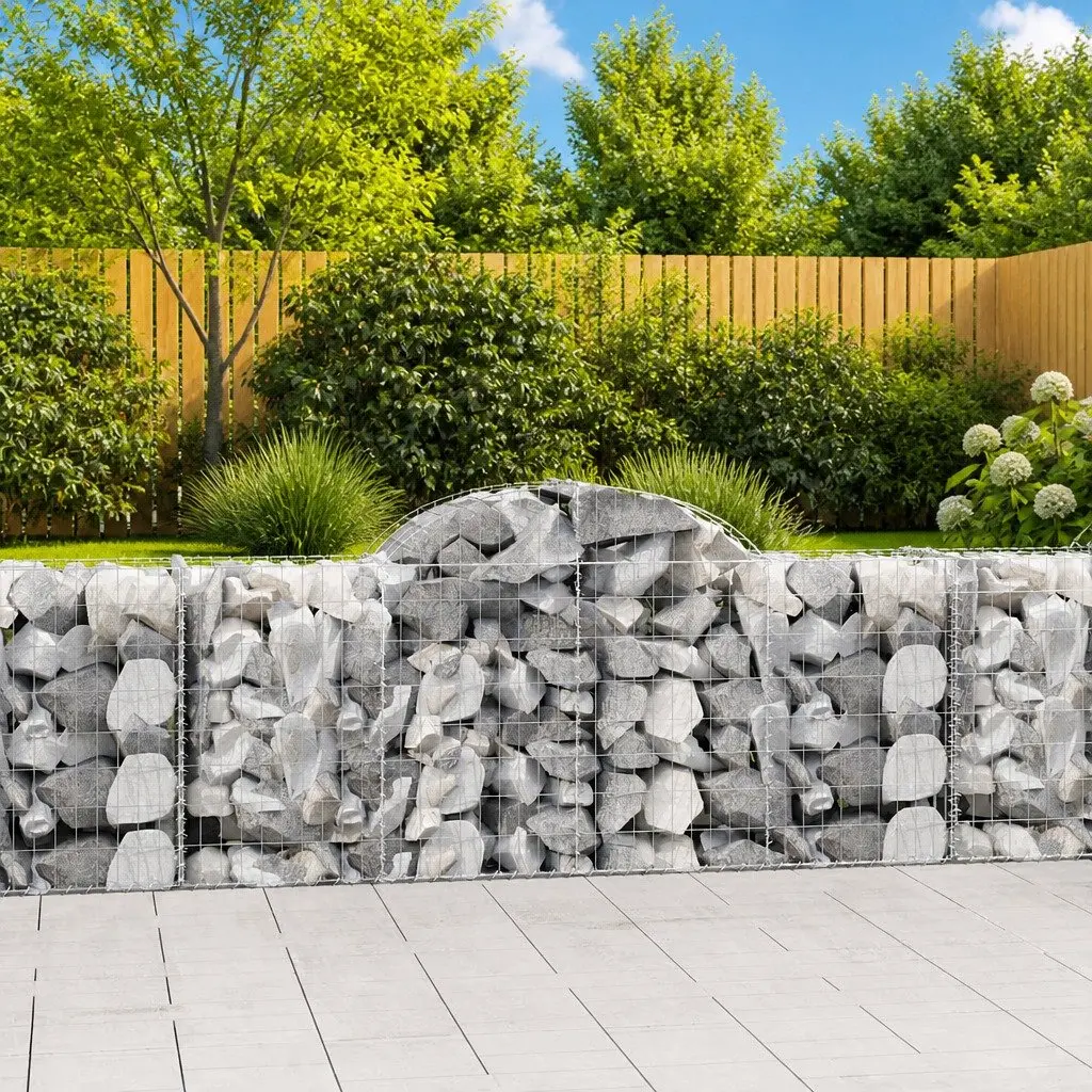 Arched Gabion Baskets 6 Piece Garden Barrier Decorative Retaining Wall Outdoor