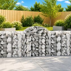 Arched Gabion Baskets 7 pcs Garden Barrier Retaining Wall Outdoor Decorative