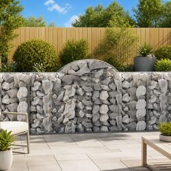 Arched Gabion Baskets 8pcs Garden Retaining Wall Decorative Barrier Outdoor