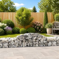 Arched Gabion Baskets Set 2 pcs Garden Retaining Wall Barrier Decorative Outdoor
