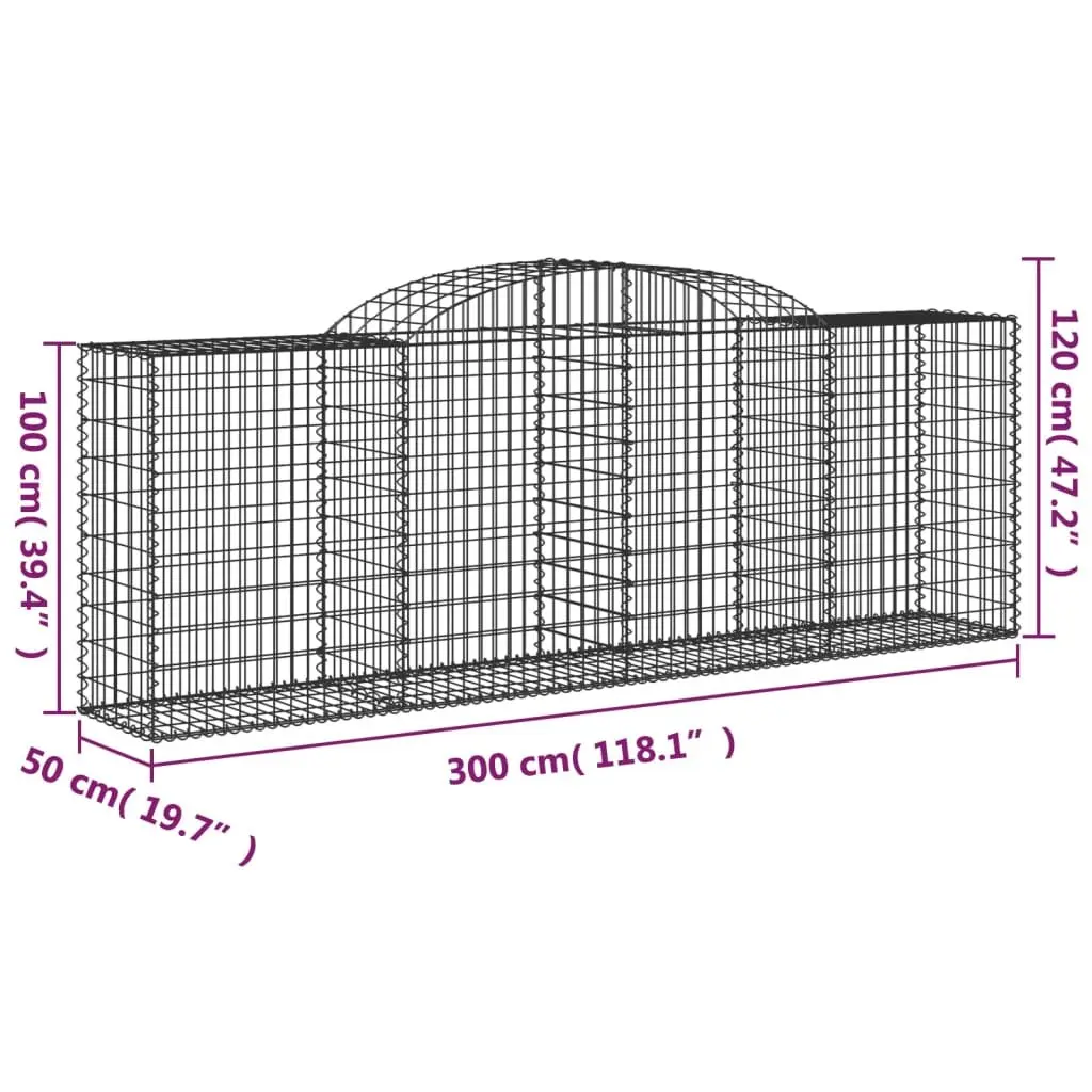 Arched Gabion Baskets 6 Piece Garden Retaining Wall Barrier Decorative Outdoor
