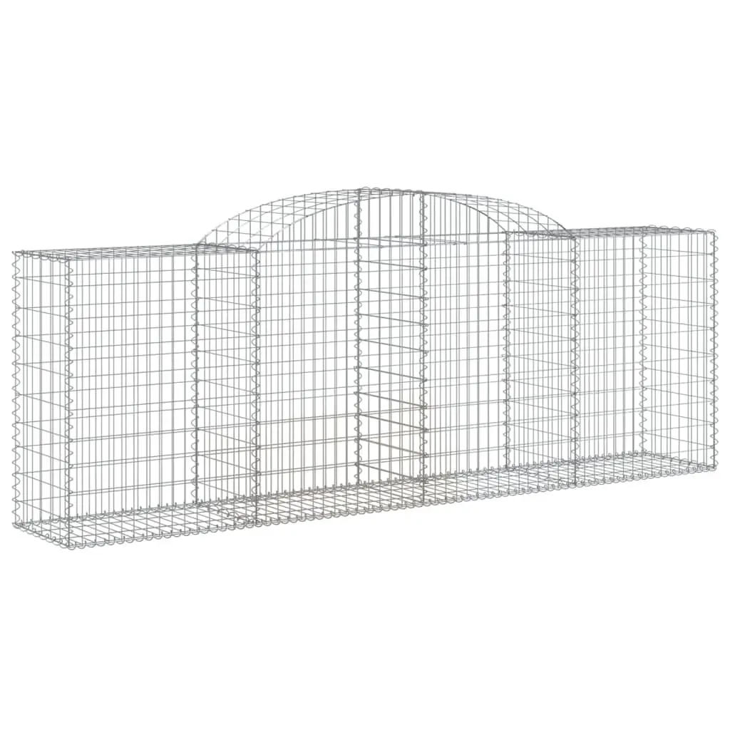 Arched Gabion Baskets Set 7 pcs Decorative Garden Barrier Sound-Insulating Retaining Wall Silver