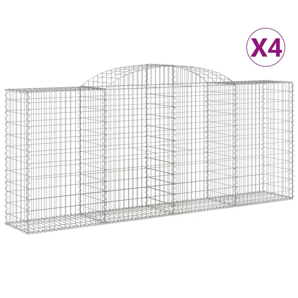 Arched Gabion Baskets 4pcs Galvanised Iron Garden Retaining Wall Decorative Outdoor
