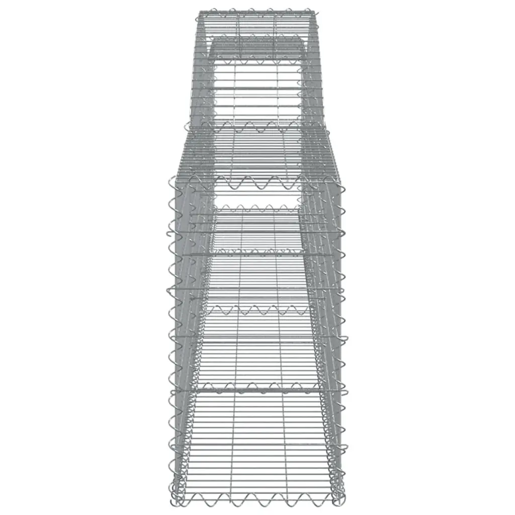 Arched Gabion Baskets 400x30x60/80 cm Silver Decorative Garden Barrier 3 Piece Corrosion Resistant Galvanised Iron Construction