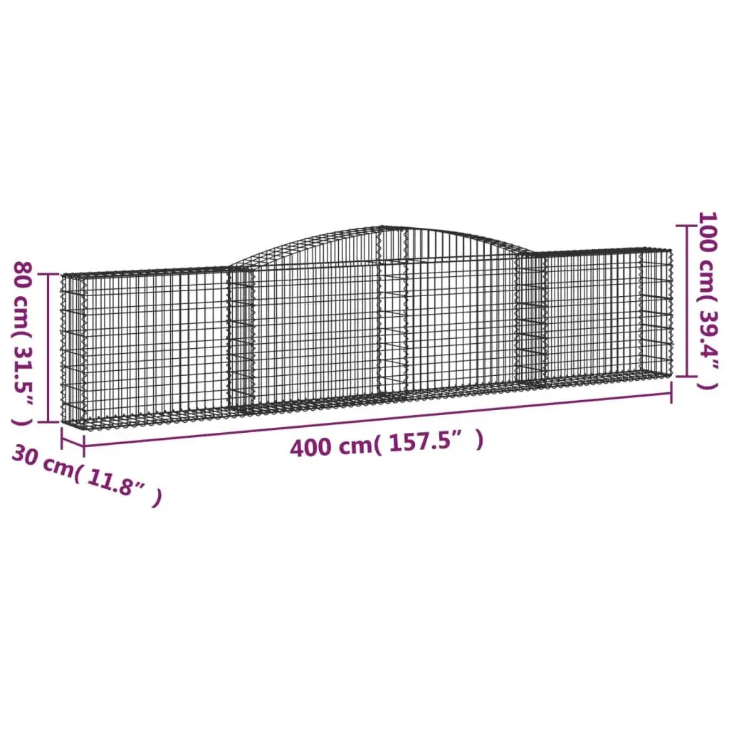 Arched Gabion Baskets 4 Piece Durable Garden Barrier Retaining Wall Decorative Outdoor