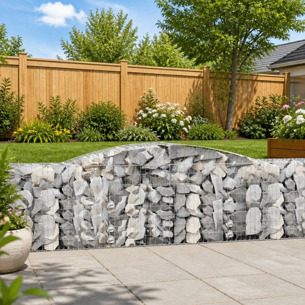 Arched Gabion Baskets 2pc Garden Barrier Decorative Sound-Insulating Outdoor Fence