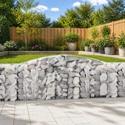 Arched Gabion Baskets 4 pcs 400x30x100/120 cm Garden Retaining Wall Barrier Cage