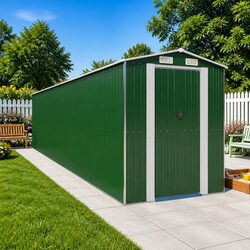 Garden Shed Green Outdoor Storage Tool House Double Sliding Doors Ventilation