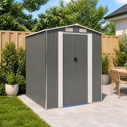 Stylish Grey Outdoor Storage Shed, 192x191x223 cm