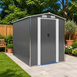 Outdoor Storage Shed in Light Grey for Garden Essentials