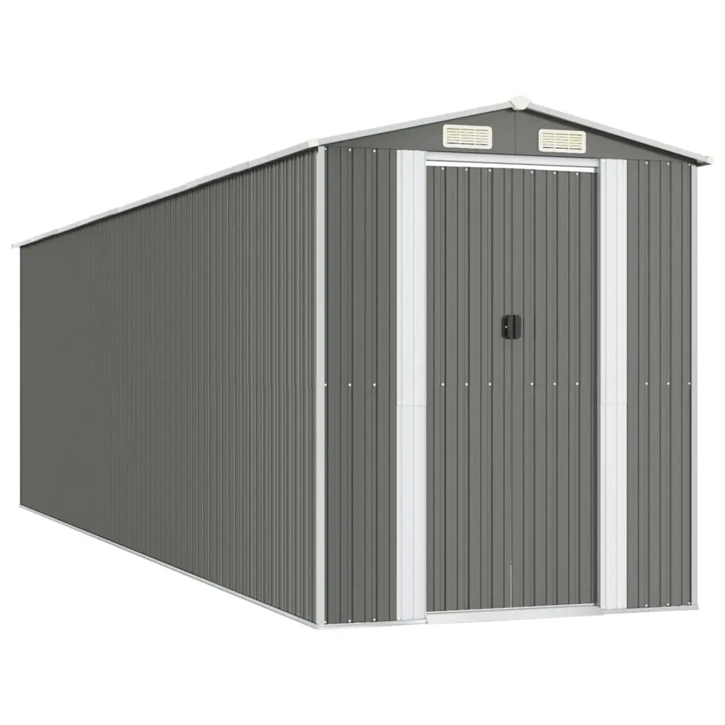 Garden Shed 192 x 689 x 223 cm Grey Galvanised Steel Spacious Outdoor Storage Tool House