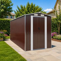 Enhance Your Outdoor Space with a Dark Brown Garden Shed 192x440x223cm