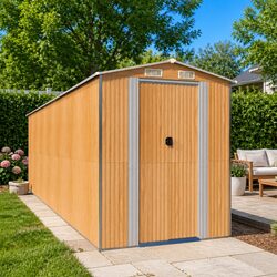 Enhance Your Space with a Light Brown Steel Garden Shed