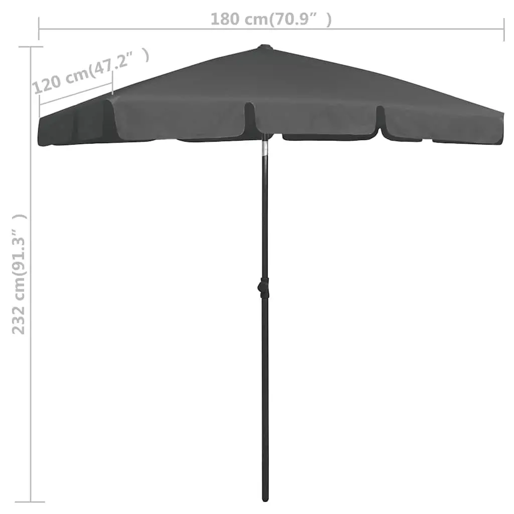 Beach Parasol 180x120cm UV Protection Tilt Function