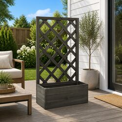 Garden Trellis Planter Grey 50x25x90cm Outdoor Climbing Plants Flower Box
