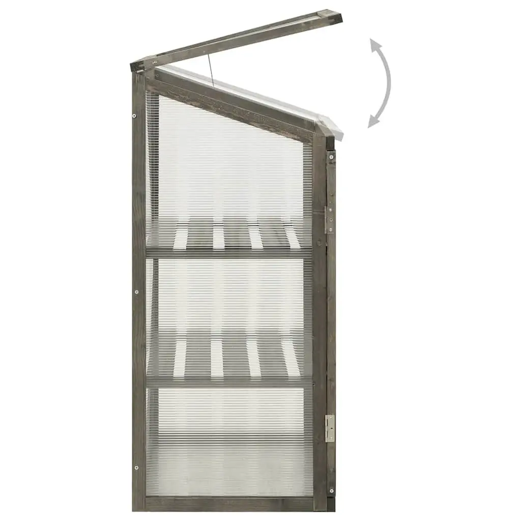 Wooden Greenhouse 60x45x100cm Hinged Roof Firwood Grey