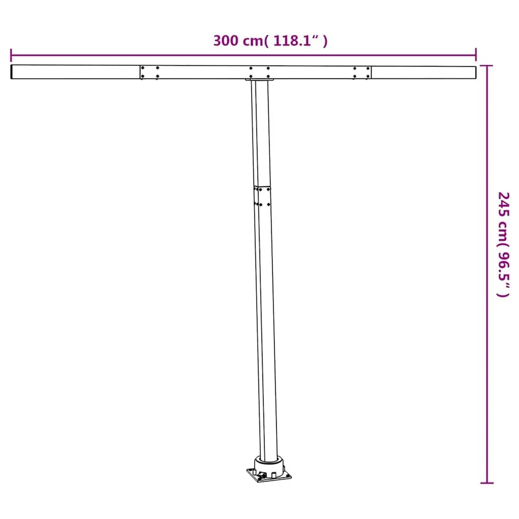 Awning Post Set 300x245 cm Iron Construction 360-Degree Rotary Base