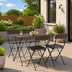 Folding Bistro Chairs 4 pcs Brown Outdoor Garden Seating Foldable Patio