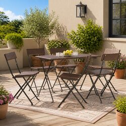 Enhance Your Garden with 6 Folding Bistro Chairs in Brown