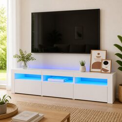Elevate Your Space with a White TV Cabinet and LED Lights