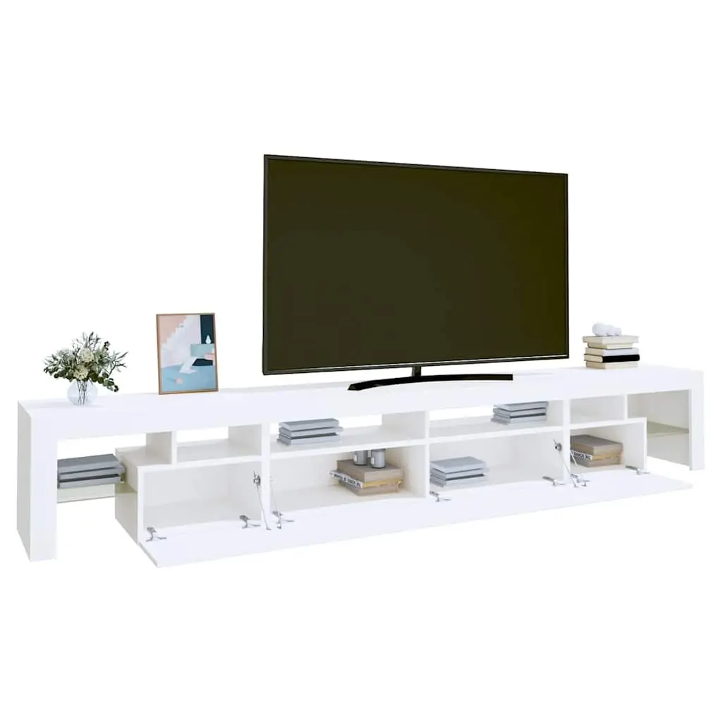 TV Cabinet 260x36.5x40cm RGB LED Lights Storage Unit White Media Stand