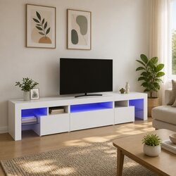 Enhance Your Living Space with a White TV Cabinet and LED Lights