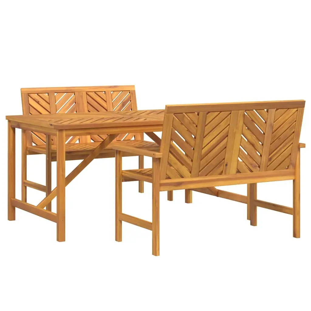 Garden Dining Set 3 Piece Brown Solid Acacia Wood Outdoor Table and Chairs