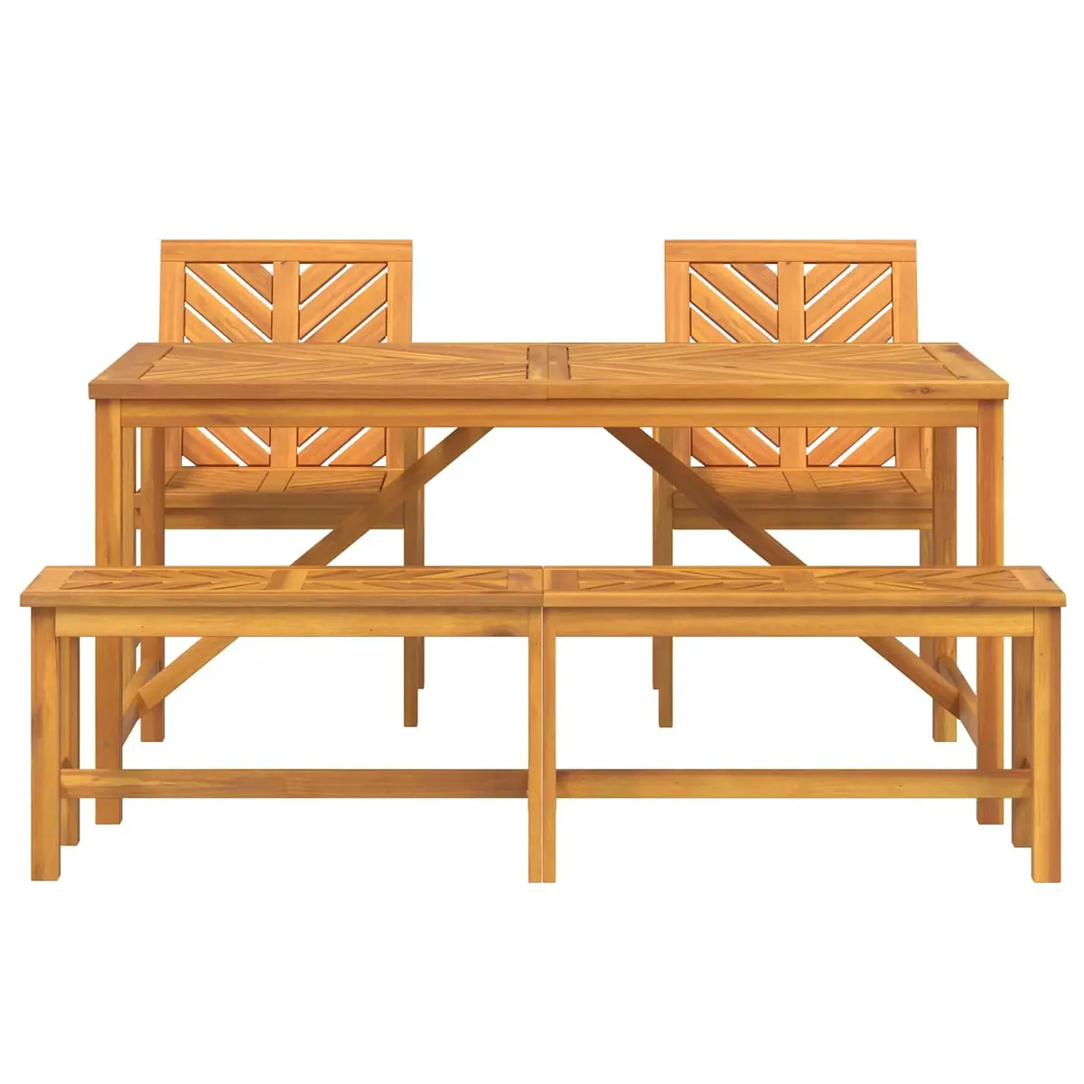 Garden Dining Set 4 Pieces Brown Acacia Wood Outdoor Table Chairs