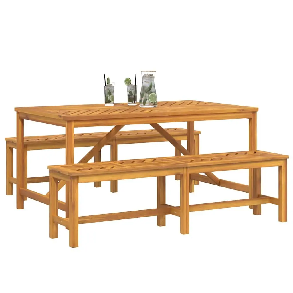 Garden Dining Set 3 Piece Outdoor Table Chairs Brown Solid Acacia Wood
