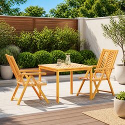 Enhance Your Outdoor Space with 3-Piece Acacia Dining Set