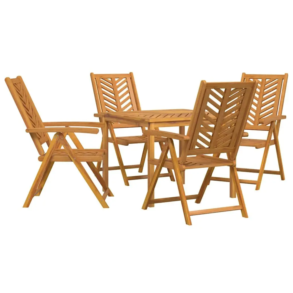 Garden Dining Set 5 Piece Outdoor Furniture Solid Acacia Wood Brown Table Chairs