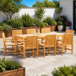 Outdoor Dining Chair Set 8 pcs Solid Acacia Wood Garden Patio Seating Brown
