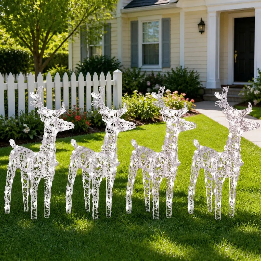 Acrylic Reindeer Lights 4 Piece Warm White 160 LED Outdoor Decoration