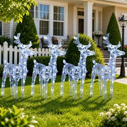 Transform Your Yard with 4pcs Cold White Reindeer Lights