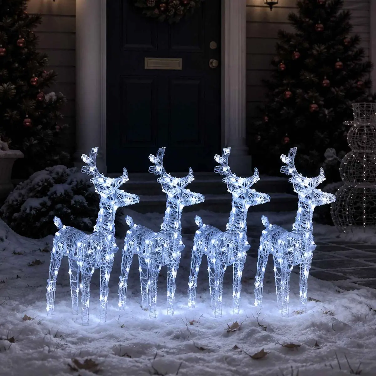Christmas Reindeer Lights 4 Piece Cold White 160 LED Acrylic Outdoor Yard Decoration
