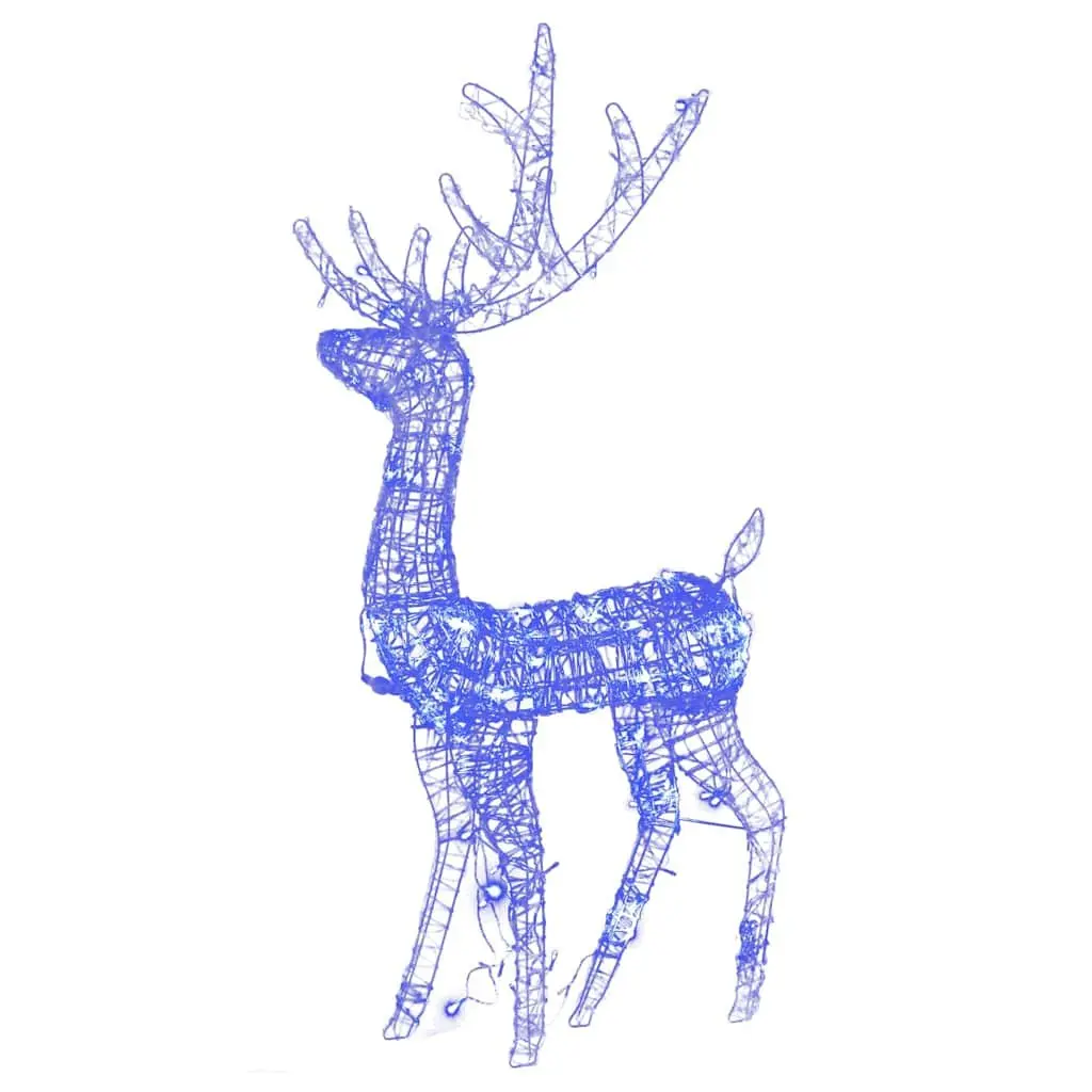 Acrylic Reindeer Decorations 128 cm 2 Piece Pre-lit with 140 Blue LED Lights Weatherproof for Garden or House