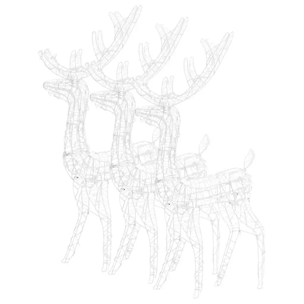 Acrylic Reindeer Christmas Decorations 128cm Pre-lit with Blue LED Lights Set of 3