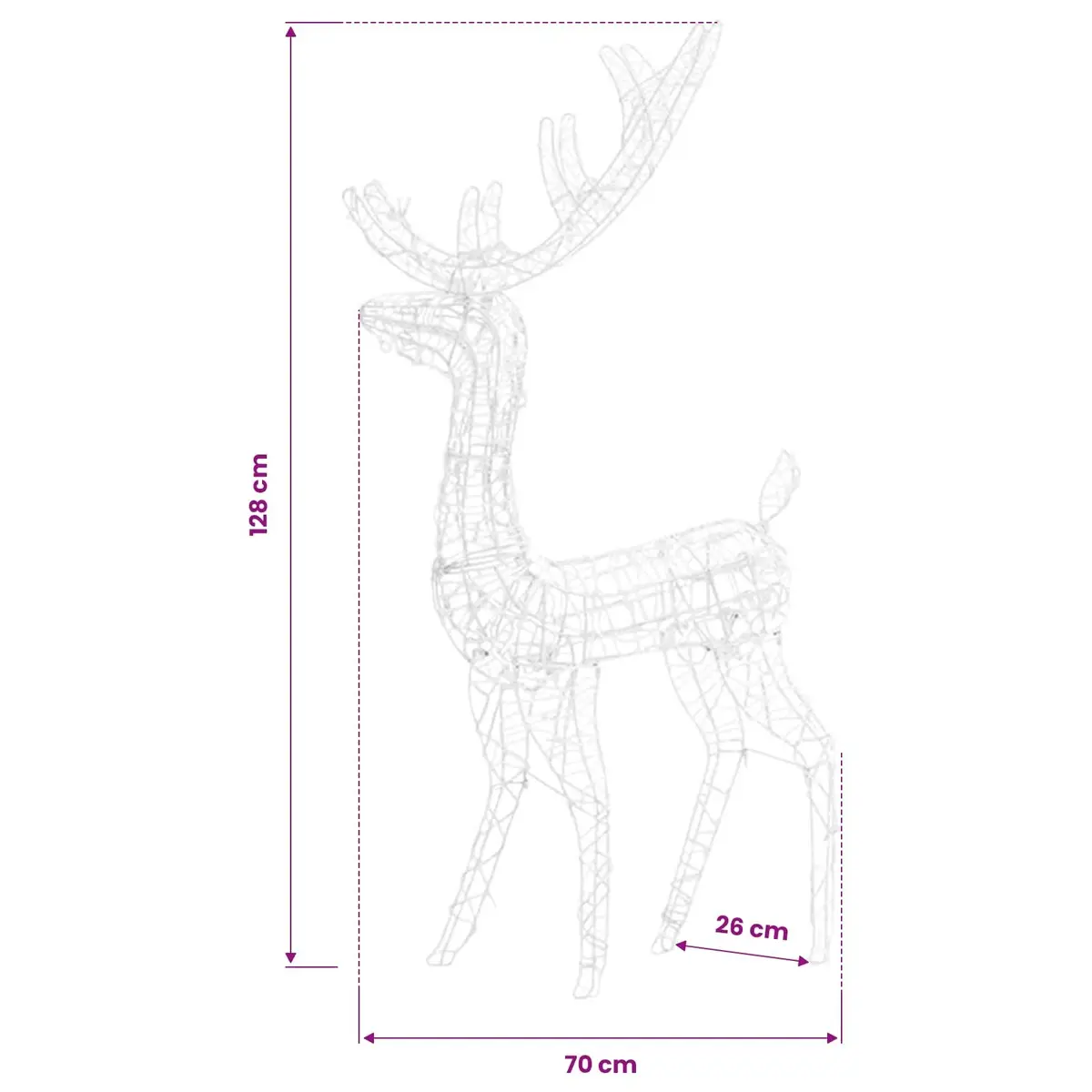 Acrylic Reindeer Christmas Decorations 128cm Pre-lit with Blue LED Lights Set of 3