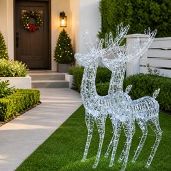 Christmas Reindeer Decoration 180cm Cold White 250 LED Lights Outdoor Indoor