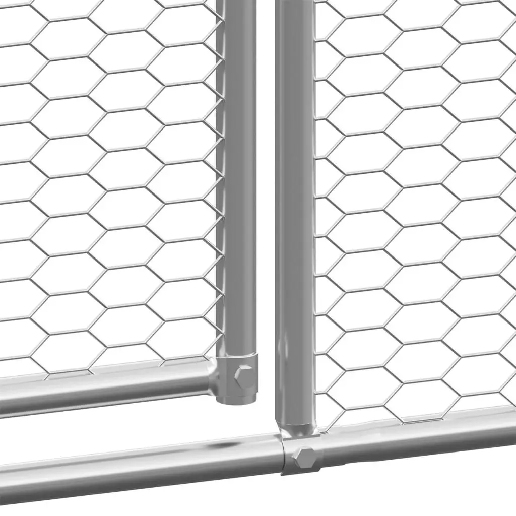 Chicken Coop Outdoor Cage 2x12x2 m Galvanised Steel Sturdy Frame Water Resistant Roof Lockable Gate
