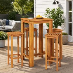 5 Piece Outdoor Bar Set in Solid Acacia Wood