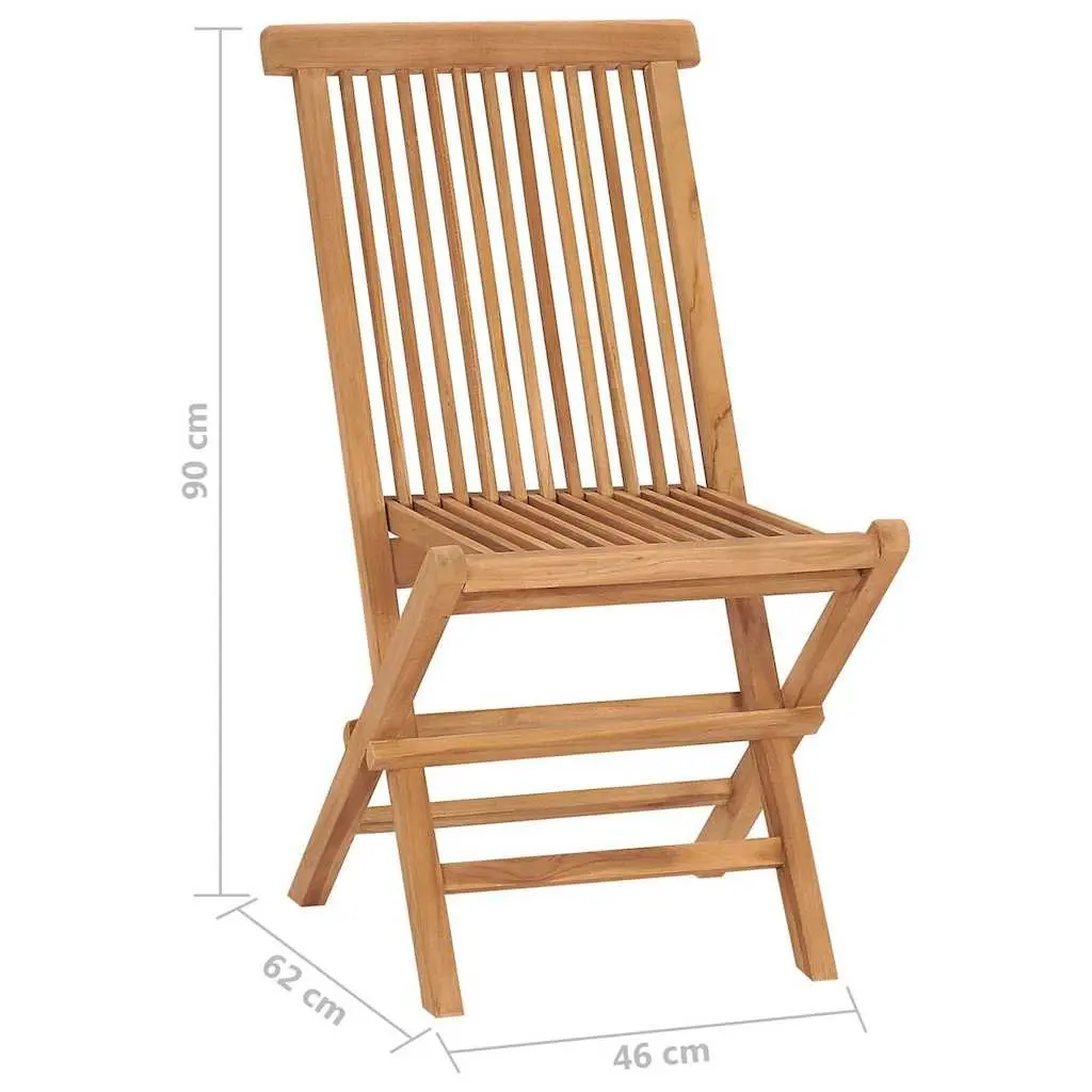 Folding Garden Chairs Teak Hardwood Outdoor Seating Brown 2 Piece Set