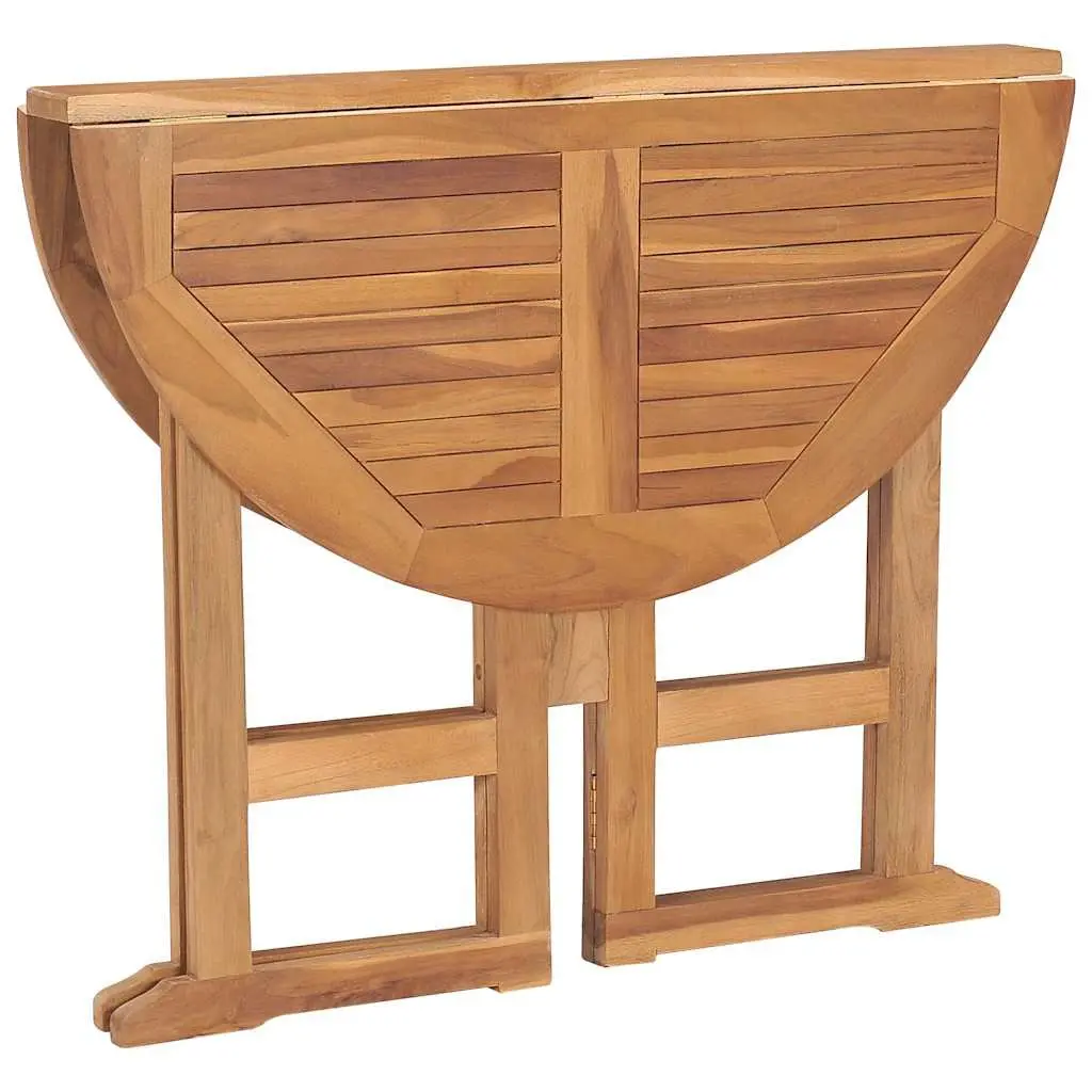 Folding Outdoor Dining Table 90cm Teak Wood Weather-Resistant Brown