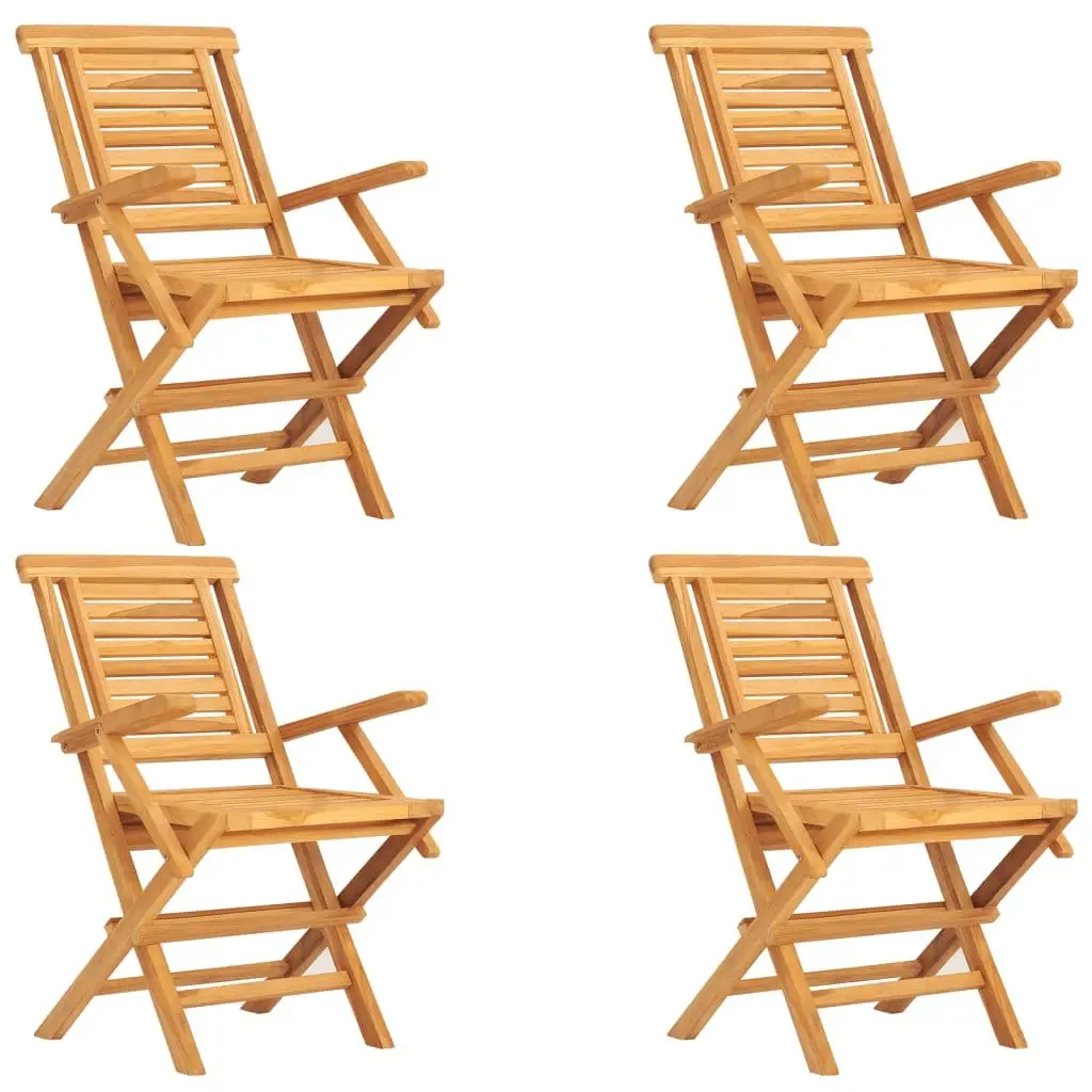 5 Piece Garden Dining Set Teak Wood Foldable Chairs and Table