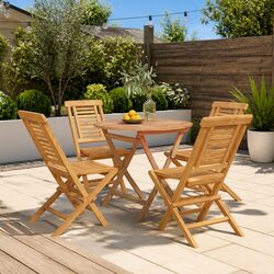 Outdoor 5 Piece Garden Dining Set in Solid Teak Wood